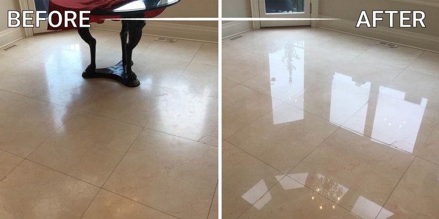 Stone floor cleaning and polishing